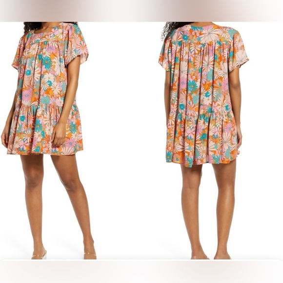 BB Dakota by Steve Madden Dresses & Skirts - BB Dakota Steve Madden Floral Print Babydoll Style Tiered Ruffle Dress Size L